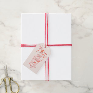 Vogelkäfig Koralle orange rosa Gastgeschenk Hochze Geschenkanhänger
