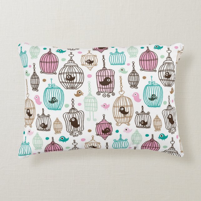 Vogelkäfig Liebe Kinderhintergrundmuster Zierkissen (Vorderseite)