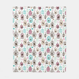 Vogelkäfig-Liebe scherzt Hintergrundmuster Fleecedecke