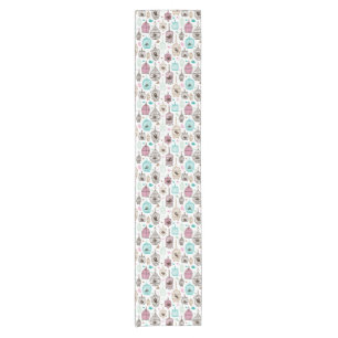 Vogelkäfig-Liebe scherzt Hintergrundmuster Kurzer Tischläufer