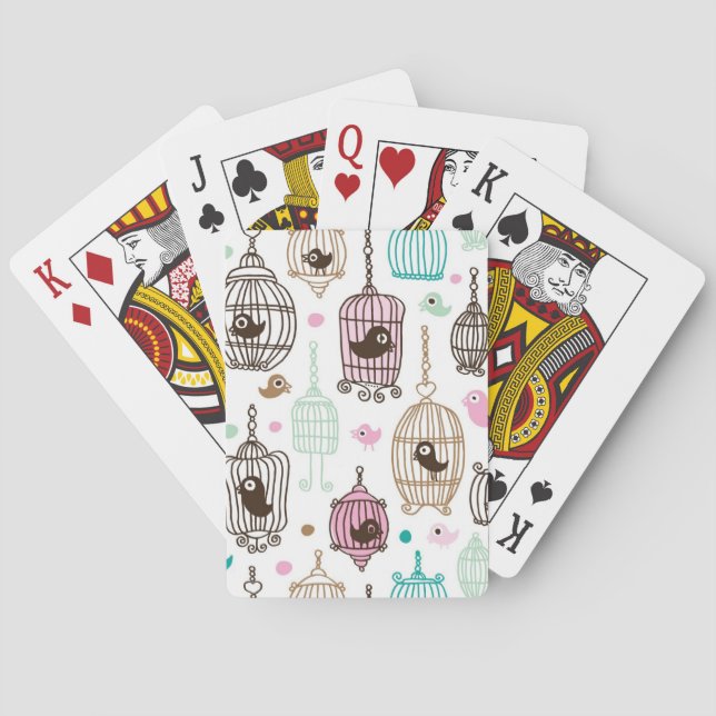 Vogelkäfig-Liebe scherzt Hintergrundmuster Spielkarten (Rückseite)