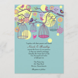 Vogelkäfig-Liebesvögel Einladung Hochzeit