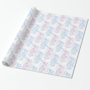 Vogelkäfig lila rosa blaue Hochzeitfolie Geschenkpapier