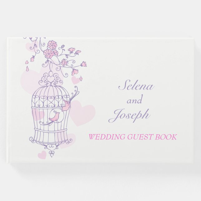 Vogelkäfig lila / rosa Gästebuch (Vorderseite)