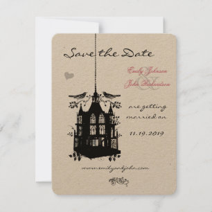 Vogelkäfig Rosa und Schwarze Hochzeit Sichern Sie Save The Date