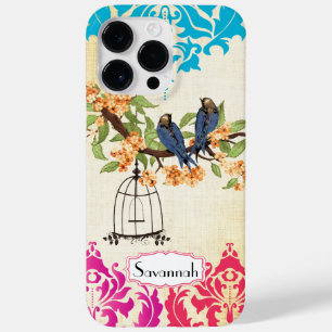 Vogelkäfig Vogel Rosa Koralle Aqua Damast iPhone-H Case-Mate iPhone Hülle