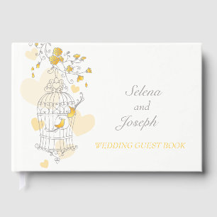 Vogelkäfig zwei gelbe Vögel Hochzeitstorch Gästebuch
