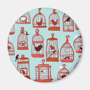 Vogelkäfige auf Blau Magnet