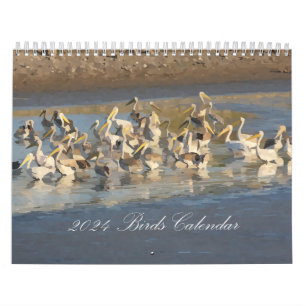 Vogelkalender 2024 im Wasserfarbenstil Kalender