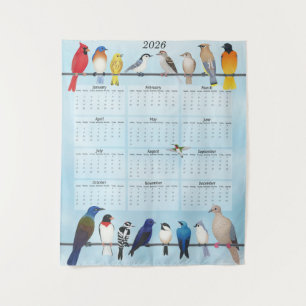 Vogelkalender 2026 wandteppich