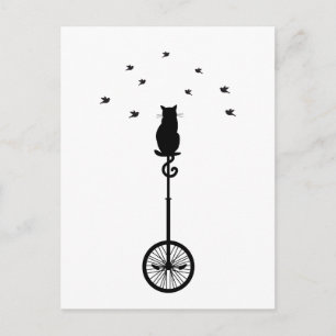 Vogelkatze auf Vintagem Fahrrad Postkarte