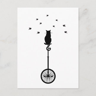 Vogelkatze auf Vintagem Fahrrad Postkarte