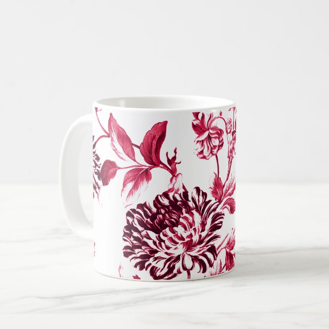 Vogelkirsche rotes Vintages BlumenToile No.2 Kaffeetasse (Vorderseite Links)