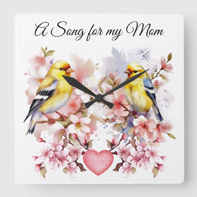 Vogelklemme Quadratische Wanduhr (Vorderseite)