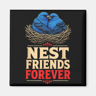 Vogelleben Nest Freunde für immer Indigofink Magnet