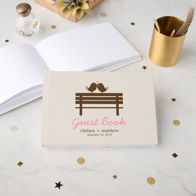 Vogelliebe-Hochzeit im Herbst Gästebuch (Vorderseite Offen)