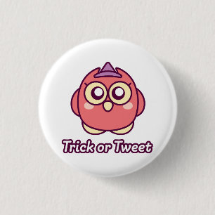 Vogelliebhaber Halloween Süße Eule Hexe Button