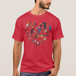 Vogelliebhaber-Herz Vogelbeobachtung Männer Frauen T-Shirt