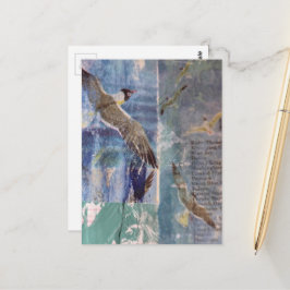 Vogelmixed Media Collage Postkarte