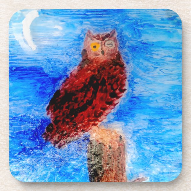 Vogelmoonlight Owl Getränkeuntersetzer (Vorderseite)