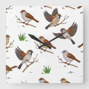 Vogelmotiv (Marokko) Quadratische Wanduhr