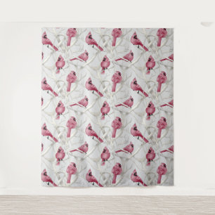 Vogelmuster aus grauem und rotem Kardinal Wandteppich