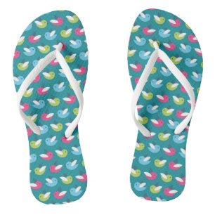 Vogelmuster Blau Flip Flops