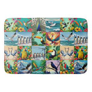 Vogelmuster im Patchwork-Stil Badematte