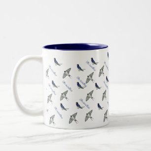 Vogelmuster schlucken zweifarbige tasse