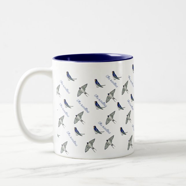 Vogelmuster schlucken zweifarbige tasse (Links)