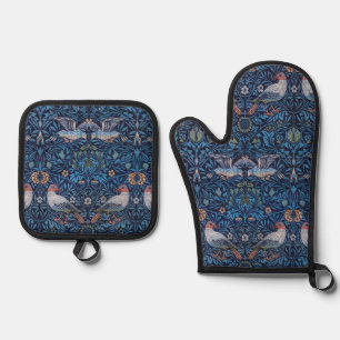 Vögelmuster, William Morris Ofenhandschuh & Topflappen-Set