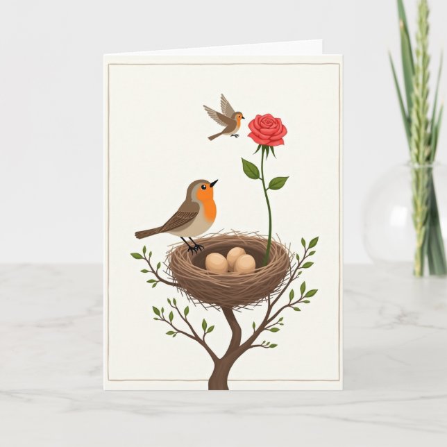 Vogelmuttertags-Karte mit Rose Karte (Vorderseite)