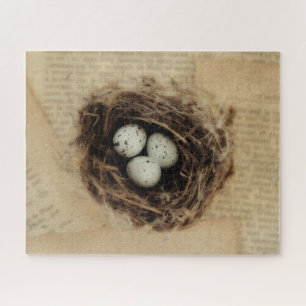 Vogelnest alte Vintage-Antik-Retro-Brauneier Puzzle