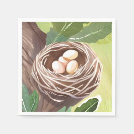 Vogelnest | Aquarell Eier Natur Serviette