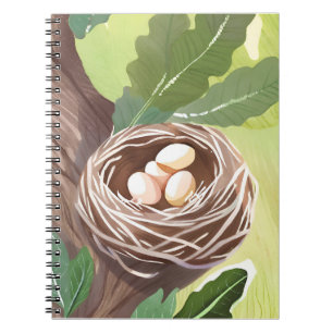Vogelnest Aquarell-Eier Naturmalerei Notizblock