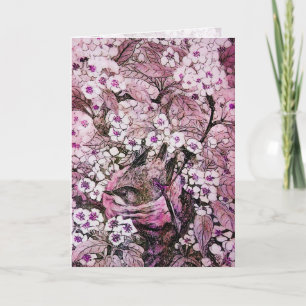 VOGELNEST, BAUM MIT WEISSEN ROTEN ROSA FRÜHLINGSBL FEIERTAGSKARTE