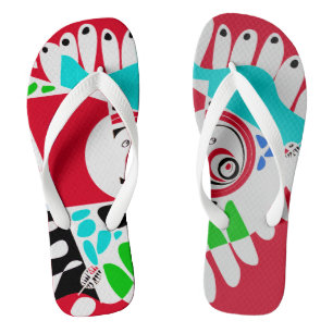 Vogelnest - Crimson Red Gray Flip Flops