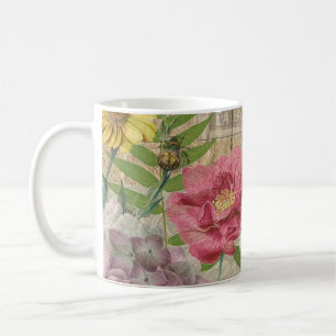 Vogelnest Floralgarten-Blumen-Schmetterling-Kunst Kaffeetasse
