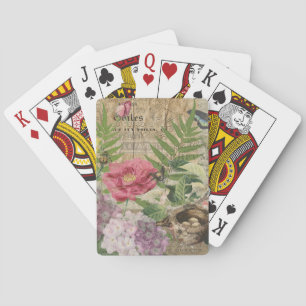 Vogelnest Floralgarten-Blumen-Schmetterling-Kunst Spielkarten