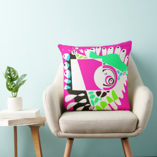 Vogelnest - Fuchsia White Kissen