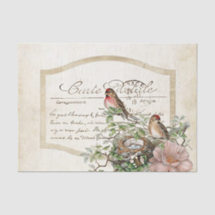 Vogelnest Gold Blumen Carte Postale Französische S Seidenpapier