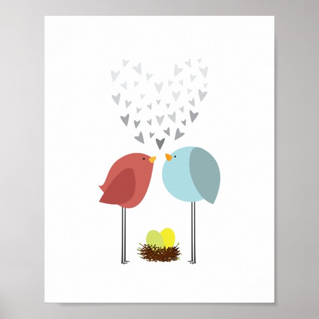 Vogelnest-Liebe. Zehn. Dekor im Kinderzimmer. Poster (Vorne)