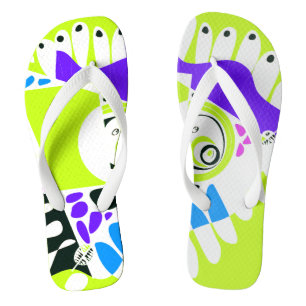 Vogelnest - Limettengrün weiß Flip Flops