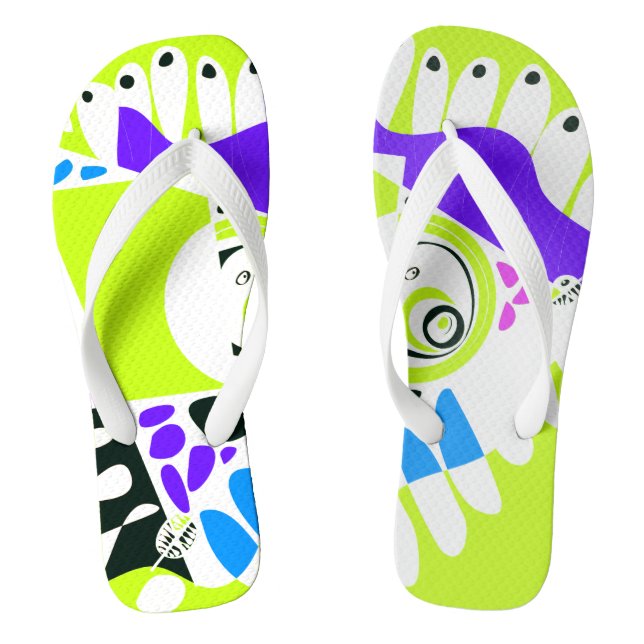 Vogelnest - Limettengrün weiß Flip Flops (Fußbett)