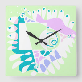 Vogelnest - Minzwein Quadratische Wanduhr