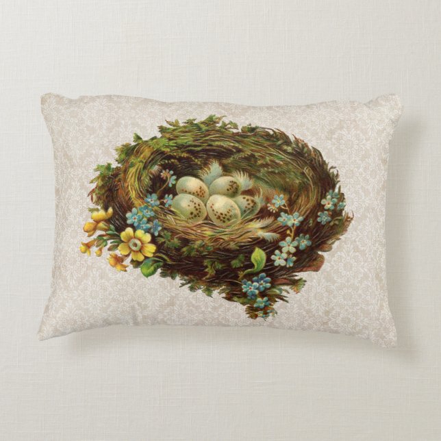 VOGELNEST MIT EIERPILLOW VINTAG DEKOKISSEN (Rückseite)