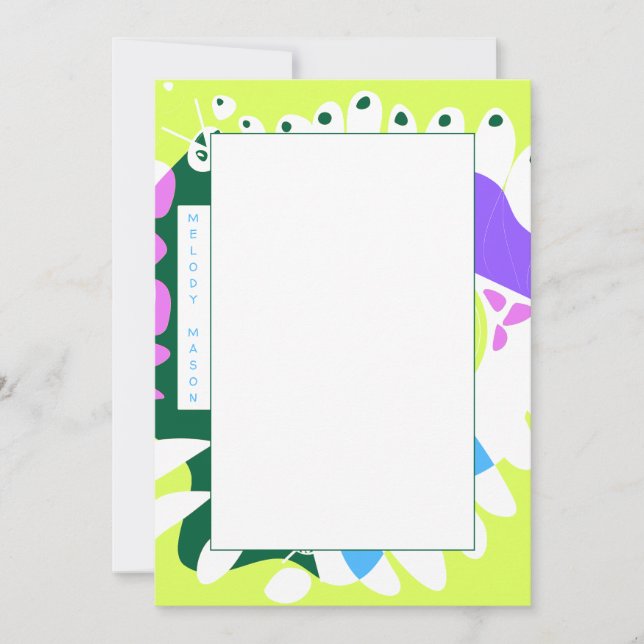 Vogelnest - Pastellgrün, weißer Kissenname Mitteilungskarte (Vorderseite)