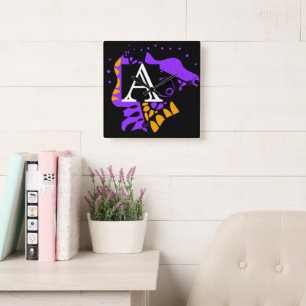 Vogelnest - Personalisierter Anfangsbrief A Quadratische Wanduhr