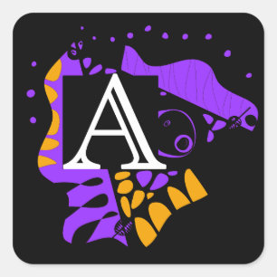 Vogelnest - Personalisierter Anfangsbrief A Quadratischer Aufkleber