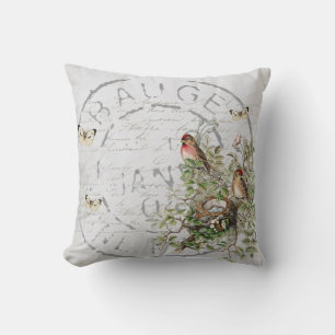 Vogelnest-Poststempel-Schmetterling-Französische-S Kissen